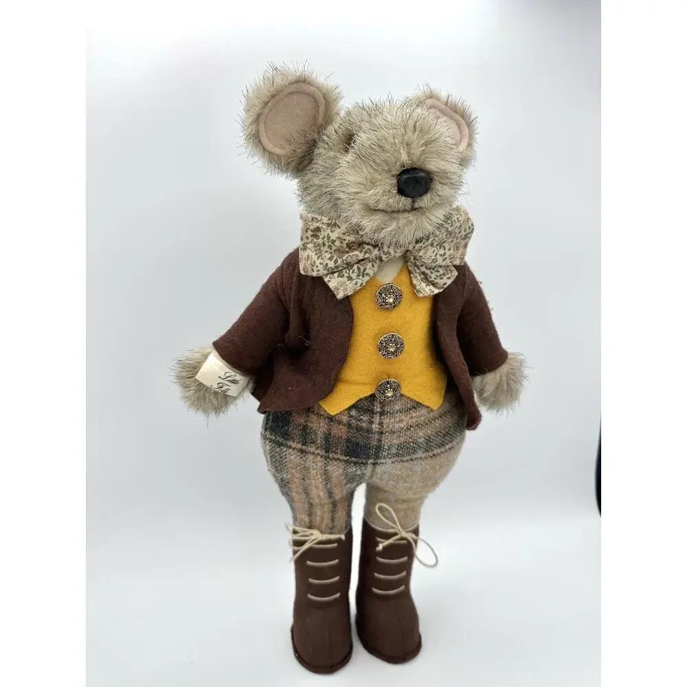 1982 Little Folk G McBride Mouse Plush Dressed England Plaid Waistcoat Outfit